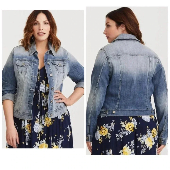 Torrid Distressed Denim Jean Jacket - Picture 2 of 8